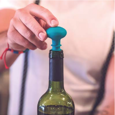 BOUCHON DE BOUTEILLE DE VIN EN SILICONE TURQUOISE "MAID" VIGAR 8629