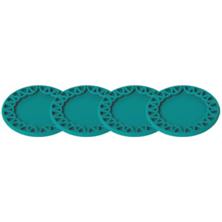 LOT DE 4 DESSOUS DE VERRE EN SILICONE TURQUOISE "MAID" VIGAR 8633