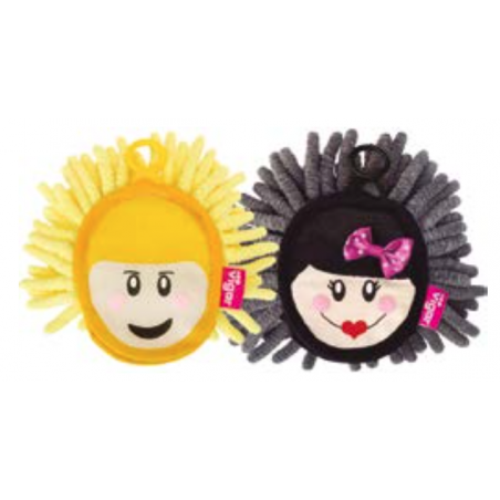 LOT DE 2 CHIFFONS MICROFIBRE POUR ECRAN JAUNE ET NOIR "DOLLS" VIGAR 6947/2