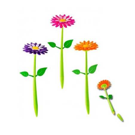Gullor Lot de 5 stylos à bille liquide à motif floral pour cadeau, ensemble  de fleurs uniques en métal pour accessoires de bureau, violet clair