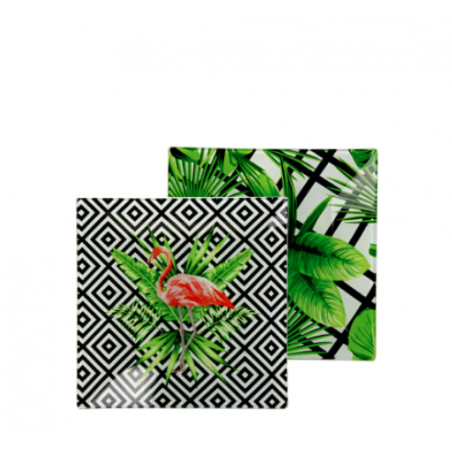 LOT DE 6 PLATEAUX CARRE EN VERRE 15CM "CORCOVADO" ARD'TIME CORCAVER