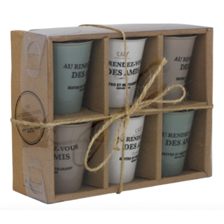 COFFRET DE 6 TASSES A CAFE ESPRESSO "AU RDV DES AMIS" ARD'TIME RDVGOB6