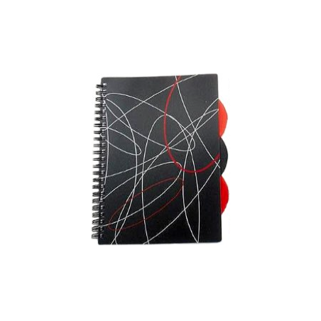 CARNET DE RECETTES NOIR FORMAT A5 VIERGE AVEC INTERCALAIRES A5PP100VEL