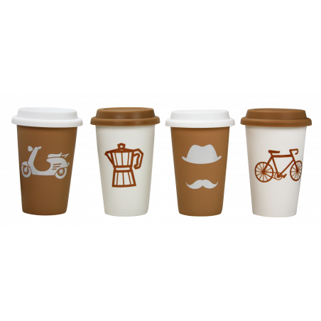 LOT DE 4 MUGS A CAFE "COFFEE SHOP" ARD'TIME CS-STAR