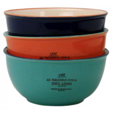 LOT DE 4 BOLS 450ML EN CERAMIQUE "AU RDV DES AMIS" ARD'TIME RDVBOL4-1