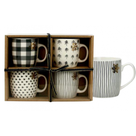 COFFRET 4 TASSES 160ML EN PORCELAINE "JOUR POLAIRE" ARD'TIME JP-4TAS1