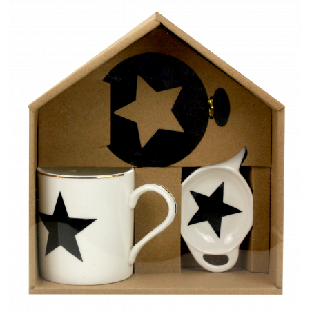 COFFRET MUG + REPOSE THE + POCHOIR "JOUR POLAIRE" ARD'TIME JP-STAR