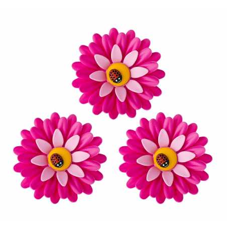 LOT DE 3 MAGNETTES FLOWER POWER ROSE VIGAR 6456