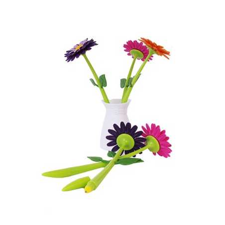LOT DE 5 STYLOS BILLE AVEC POT FLOWER SHOP VIGAR 6059