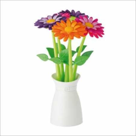 LOT DE 5 STYLOS BILLE AVEC POT FLOWER SHOP VIGAR 6059