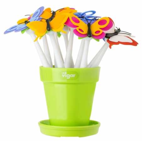 LOT DE 12 STYLOZ BILLE "FLOWER SHOP" PAPILLON JAUNE VIGAR 6953