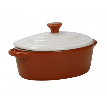 LOT DE 4 MINI COCOTTES OVALES 13CM "TERRACOTTA" EN CERAMIQUE ARD'TIME TCCOCOV