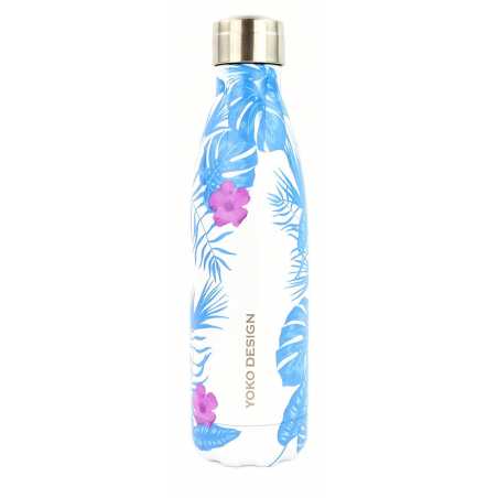 BOUTEILLE 500ML ISOTHERME "TROPICAL" JUNGLE BLEU YOKO DESIGN 1634/8086