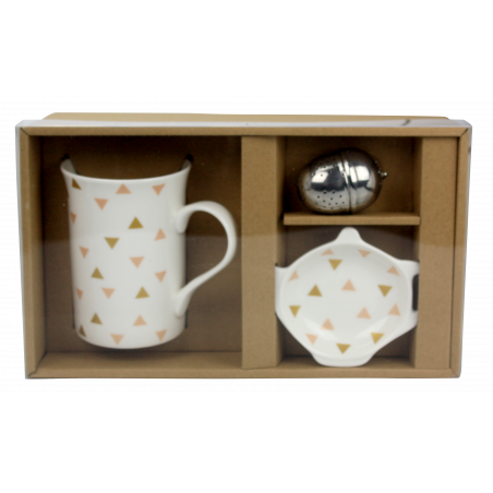 COFFRET MUG 250ML AVEC BOULE A THE ET SOUCOUPE " INSTANT POUDRE " ARD'TIME FDMTHE1/1