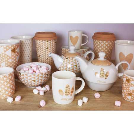 COFFRET MUG 250ML AVEC BOULE A THE ET SOUCOUPE " INSTANT POUDRE " ARD'TIME FDMTHE2/1