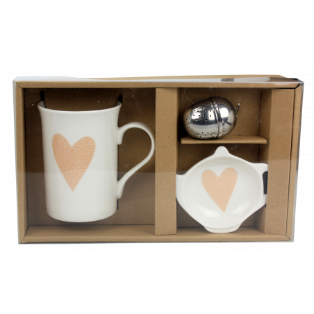 COFFRET MUG 250ML AVEC BOULE A THE ET SOUCOUPE " INSTANT POUDRE " ARD'TIME FDMTHE2/1