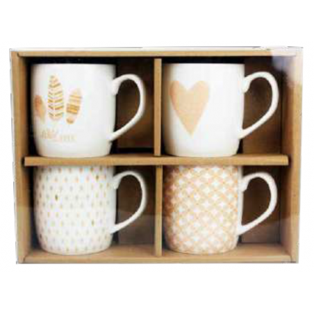 COFFRET 4 TASSES 160ML EN PORCELAINE " INSTANT POUDRE " ARD'TIME FDM4TAS2