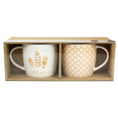 COFFRET 2 MUGS 460ML EN PORCELAINE " INSTANT POUDRE " ARD'TIME FDM2MAXMUG/1