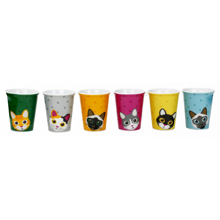 COFFRET DE 6 MINI MUGS " FISH AND CATS " ARD'TIME FC6CUP