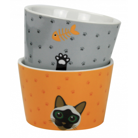 LOT DE 6 BOLS 9,4CM " FISH AND CATS " ARD'TIME FCBOL