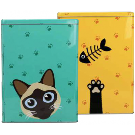 LOT DE 2 BOITES EN METAL " FISH AND CATS " ARD'TIME FCBOIT1