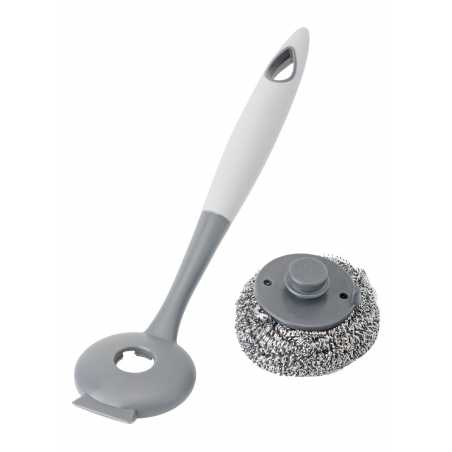 BROSSE VAISSELLE EPONGE METALLIQUE " HERGO " BLANCHE VIGAR 9280