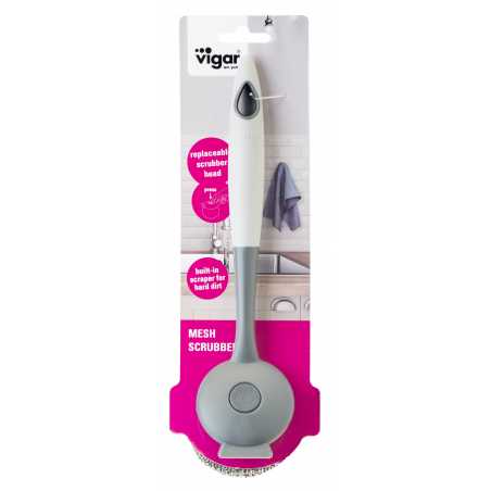 BROSSE VAISSELLE EPONGE METALLIQUE " HERGO " BLANCHE VIGAR 9280