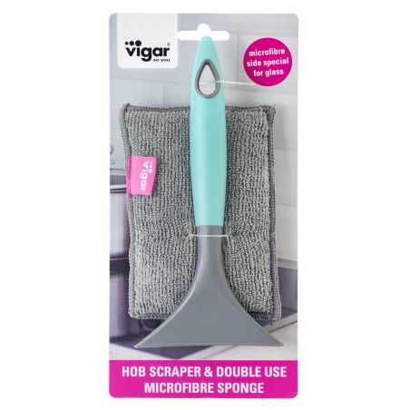 GRATTOIR POUR TAQUE VITROCERAMIQUE BLEU AVEC EPONGE " HERGO " VIGAR 9297